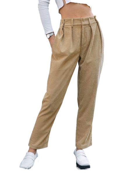 sollinarry high waist plicated detail straight leg pants 54h5#, Black;white