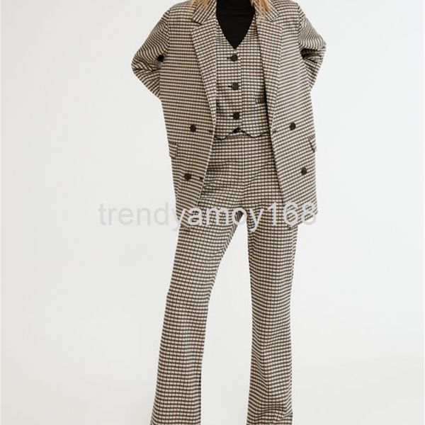 women's two piece pants autumn and winter women's cp double breasted thousand bird suit casual pants set pure, White
women's two piece pants autumn and winter women's cp double breasted thousand bird suit casual pants set pure, White
