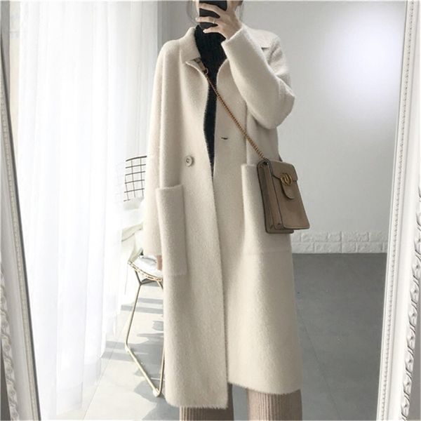 women autumn winter cashmere coat female loose casual knitted sweater cardigans ladies solid elegant overcoat 201222, Black
women autumn winter cashmere coat female loose casual knitted sweater cardigans ladies solid elegant overcoat 201222, Black