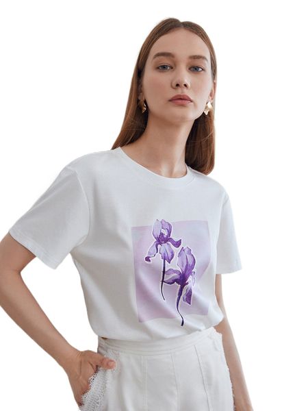 motf premium 100% cotton printed t-shirt 06kx#, White