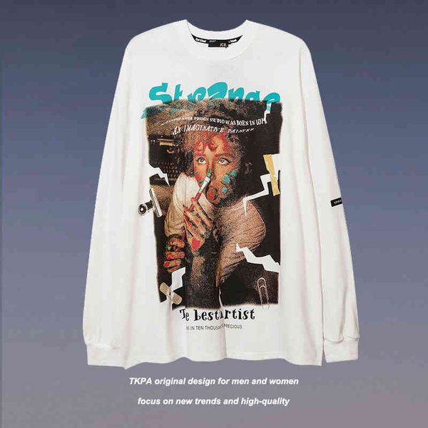 tkpa street portrait dark mourning printed long sleeve t-shirt men's high street plush sweater couple trend, Black
tkpa street portrait dark mourning printed long sleeve t-shirt men's high street plush sweater couple trend, Black