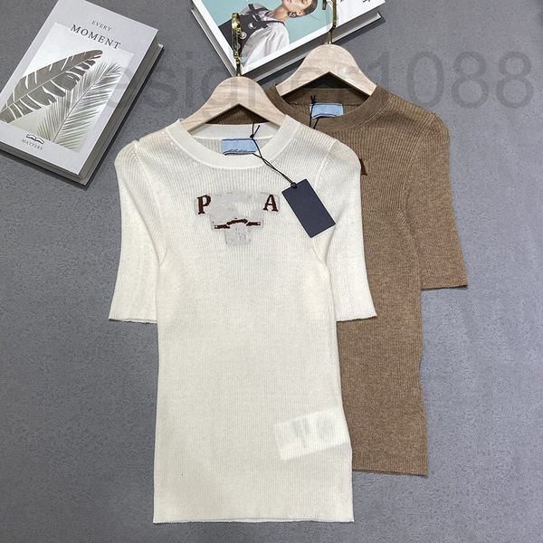 women's sweaters designer p home knitted round neck wool temperament short sleeve thin letter bottomed 2022 summer new product dwqs, White;black 
women's sweaters designer p home knitted round neck wool temperament short sleeve thin letter bottomed 2022 summer new product dwqs, White;black