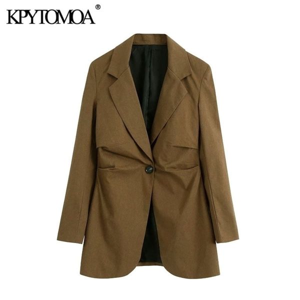 kpytomoa women fashion single button pleated linen blazer coat vintage notched collar long sleeve female outerwear chic y201026, White;black
kpytomoa women fashion single button pleated linen blazer coat vintage notched collar long sleeve female outerwear chic y201026, White;black
