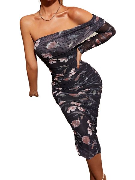 parthea floral print asymmetrical neck ruched mesh bodycon dress q2jf#, Black;gray
parthea floral print asymmetrical neck ruched mesh bodycon dress q2jf#, Black;gray
