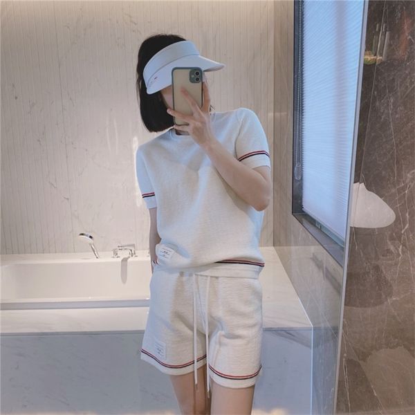 summer tb college style striped cotton knitted contrasting color niche design shortsleeved sports shorts twopiece female 220627, Gray
summer tb college style striped cotton knitted contrasting color niche design shortsleeved sports shorts twopiece female 220627, Gray