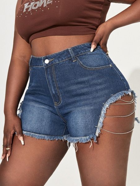 sxy plus chain detail raw hem denim shorts h0ff#, White;black
sxy plus chain detail raw hem denim shorts h0ff#, White;black