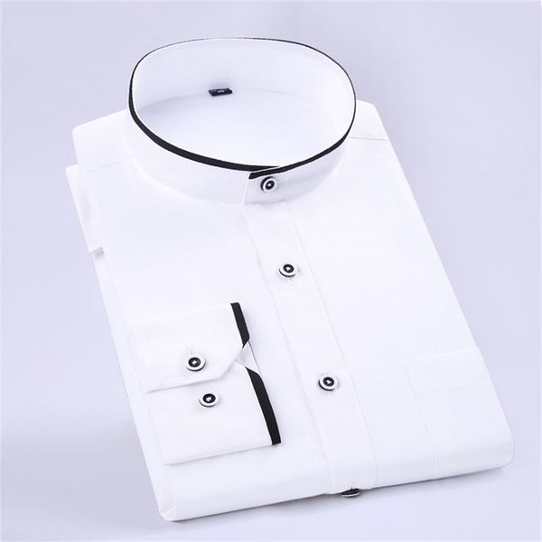 new fashion stand collar long sleeve slim fit soft comfortable men dress shirts party wedding male tuxedo shirts lj200925, White;black
new fashion stand collar long sleeve slim fit soft comfortable men dress shirts party wedding male tuxedo shirts lj200925, White;black