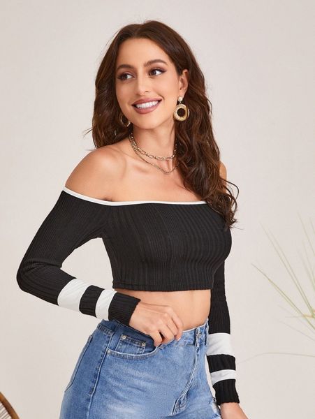 off shoulder striped tee s9hw#, White
off shoulder striped tee s9hw#, White