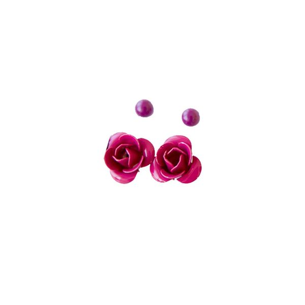 stud 1 card 6 to the joker metal flower three color earrings, Golden;silver