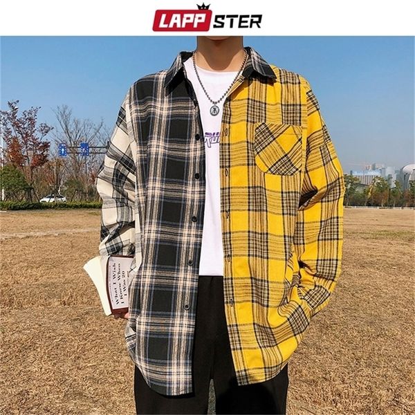lappster men oversized cotton plaid shirt man hip hop patchwork button up long sleeve shirt couple korean harajuku clothing 220401, White;black
lappster men oversized cotton plaid shirt man hip hop patchwork button up long sleeve shirt couple korean harajuku clothing 220401, White;black