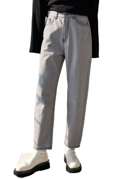 dazy high waist slant pocket jeans 12el#, Blue 
dazy high waist slant pocket jeans 12el#, Blue