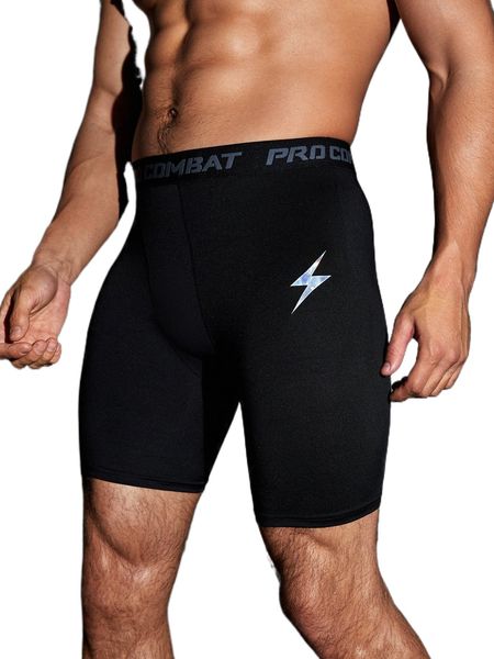 men reflective lightning & letter graphic stitching sports tights 19m1#, Black
men reflective lightning & letter graphic stitching sports tights 19m1#, Black