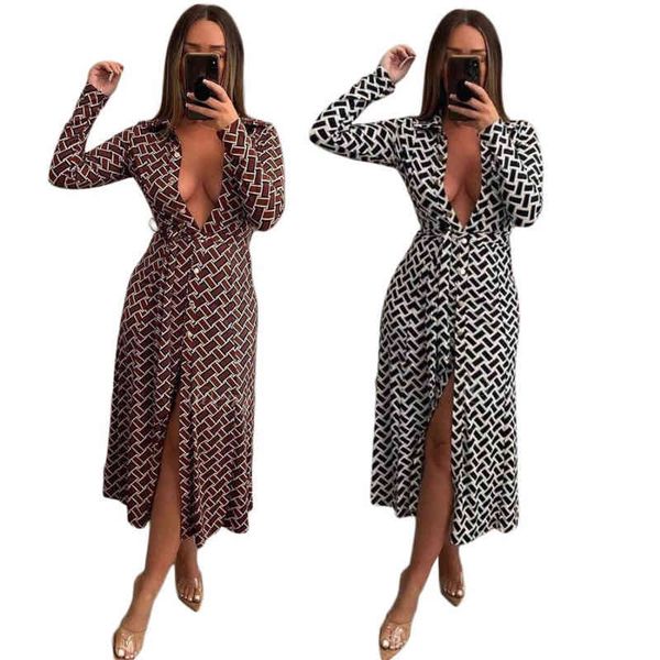 yy6594 women's temperament dress fashion retro print lapel cardigan long dresses with belt, Black;gray
yy6594 women's temperament dress fashion retro print lapel cardigan long dresses with belt, Black;gray