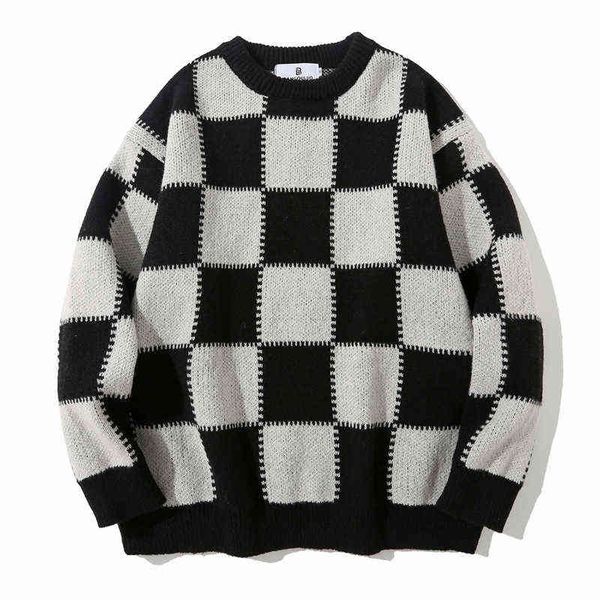sweater men streetwear retro checkerboard jacquard hip hop autumn new pull over o-neck oversize couple casual men's sweaters t220730, White;black
sweater men streetwear retro checkerboard jacquard hip hop autumn new pull over o-neck oversize couple casual men's sweaters t220730, White;black