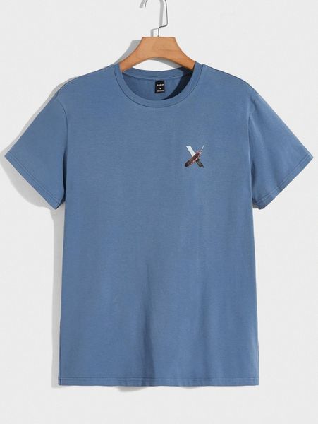 men feather print tee y56e#, White;black