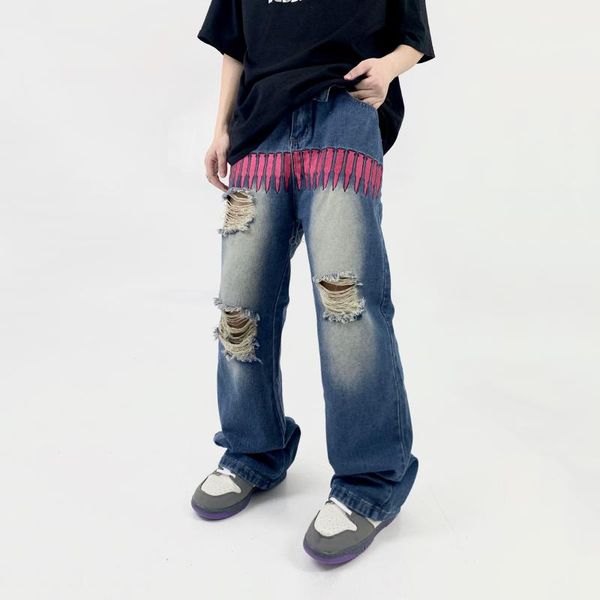 men's jeans four seasons retro embroidery ripped men's high street ins trend loose straight trousers streetwear men'smen', Blue
men's jeans four seasons retro embroidery ripped men's high street ins trend loose straight trousers streetwear men'smen', Blue