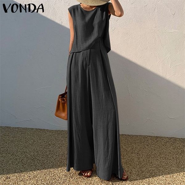 vonda fashion summer sleeveless suits solid sets women palazzo pant de mujer crew neck tank and wide leg long trousers 2pcs 220610, White
vonda fashion summer sleeveless suits solid sets women palazzo pant de mujer crew neck tank and wide leg long trousers 2pcs 220610, White