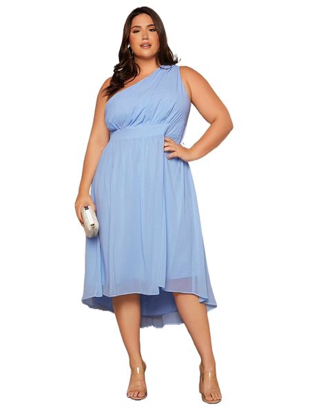 plus solid one shoulder chiffon bridesmaid dress z5hm#, Black
plus solid one shoulder chiffon bridesmaid dress z5hm#, Black