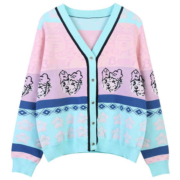 women's sweaters spring coat women 2022 v-neck contrast stripe cartoon jacquard sweet college style slim knit cardigan susn, White;black
women's sweaters spring coat women 2022 v-neck contrast stripe cartoon jacquard sweet college style slim knit cardigan susn, White;black