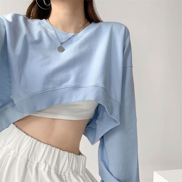 women short sweatshirts autumn ladies korean oneck long sleeve solid color bare navel cropped loose pullover wdc8268 220816, Black
women short sweatshirts autumn ladies korean oneck long sleeve solid color bare navel cropped loose pullover wdc8268 220816, Black