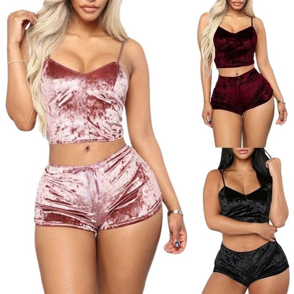women 2 piece set velvet sleepwear shorts pajamas suit ladies casual party women's tracksuits b53j#, Gray
women 2 piece set velvet sleepwear shorts pajamas suit ladies casual party women's tracksuits b53j#, Gray