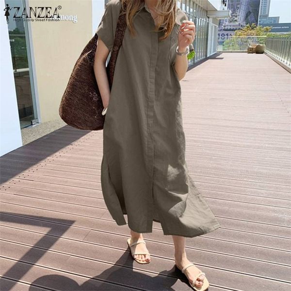 vintage solid shirt dress zanzea women summer sundress casual short sleeve mid calf vestdos lapel button robe femme oversized 7 220613, Black;gray
vintage solid shirt dress zanzea women summer sundress casual short sleeve mid calf vestdos lapel button robe femme oversized 7 220613, Black;gray