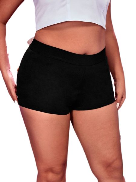 plus high waist solid straight leg shorts g3y0#, Black
plus high waist solid straight leg shorts g3y0#, Black