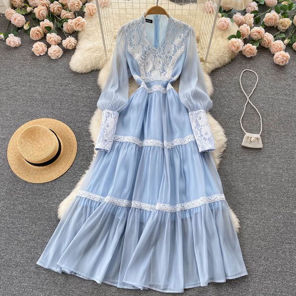 new vintage spring autumn floral print slim lady full dress a line chiffon v neck pullover puff sleeve women dresses 2022, Black;gray
new vintage spring autumn floral print slim lady full dress a line chiffon v neck pullover puff sleeve women dresses 2022, Black;gray