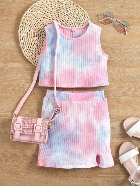 toddler girls tie dye tank & split hem skirt she, White
toddler girls tie dye tank & split hem skirt she, White