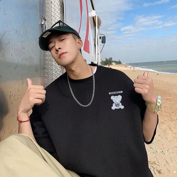 summer mens t-shirts new fashion pure cotton round neck all-match street style loose casual short-sleeved high-quality drop-shoulder sleeve, White;black
summer mens t-shirts new fashion pure cotton round neck all-match street style loose casual short-sleeved high-quality drop-shoulder sleeve, White;black
