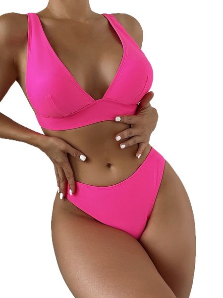 sxy plain v neck bikini swimsuit e83k#, White;black 
sxy plain v neck bikini swimsuit e83k#, White;black
