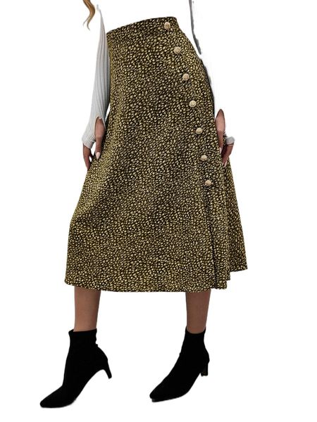 allover print button detail skirt r592#, Black
allover print button detail skirt r592#, Black