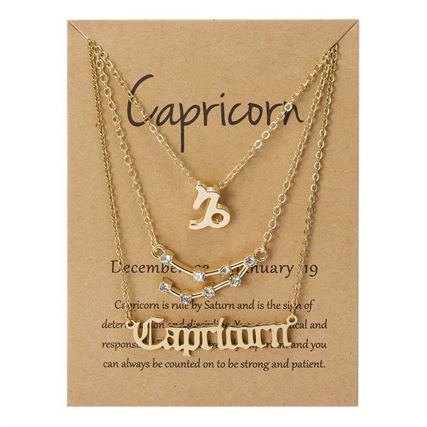 new 12 zodiac retro letter symbol diamond three-piece necklace a29, Golden;silver
new 12 zodiac retro letter symbol diamond three-piece necklace a29, Golden;silver