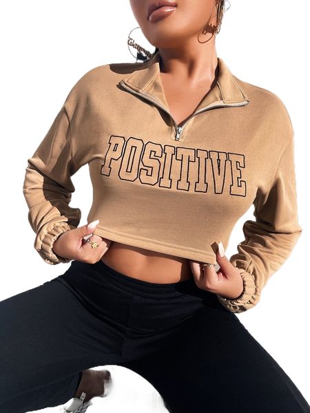 sxy letter graphic half zip drop shoulder sweatshirt s1fc#, Black 
sxy letter graphic half zip drop shoulder sweatshirt s1fc#, Black