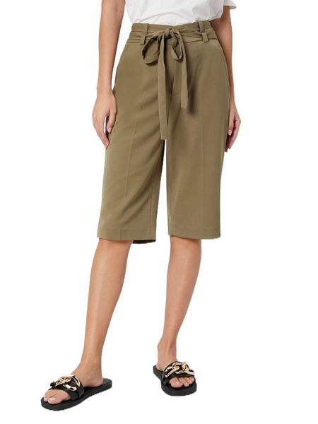 motf premium viscose belted bermuda shorts d0tt#, White;black