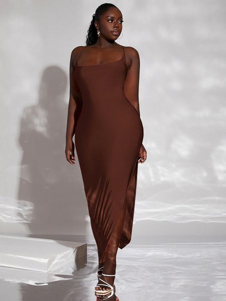 sxy plus lace up split thigh backless cami dress j6v8#, Black
sxy plus lace up split thigh backless cami dress j6v8#, Black