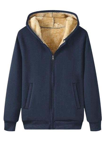 men zip front thermal hoodie q6a9#, Black