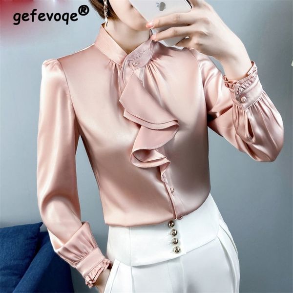 feminine blouse spring autumn elegant fashion wave cut ruffles office lady shirts long sleeve stand collar solid women 220407, White
feminine blouse spring autumn elegant fashion wave cut ruffles office lady shirts long sleeve stand collar solid women 220407, White