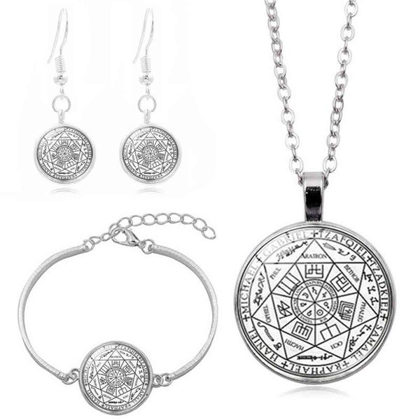seven archangels cabochon glass necklace stud earring bracelet bangle set totally 4pcs jewelry set for women's creative gifts, Slivery;golden
seven archangels cabochon glass necklace stud earring bracelet bangle set totally 4pcs jewelry set for women's creative gifts, Slivery;golden