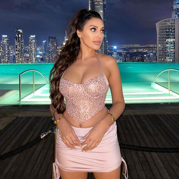 2022 european and american womens clothing backless fishbone sequins v-neck halter crop-short women, White
2022 european and american womens clothing backless fishbone sequins v-neck halter crop-short women, White