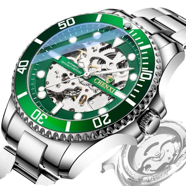 men's automatic mechanical watch hollow solid steel band tour-billon women's fashion watches men luxury brand, Slivery;brown
men's automatic mechanical watch hollow solid steel band tour-billon women's fashion watches men luxury brand, Slivery;brown