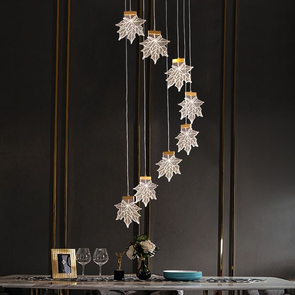 minimalist staircase led chandeliers creative maple leaf villa restaurant art rotating duplex building pendant lamps nordic modern long chan
minimalist staircase led chandeliers creative maple leaf villa restaurant art rotating duplex building pendant lamps nordic modern long chan