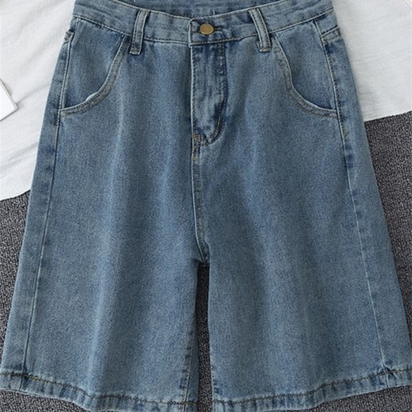 fi summer women high waist blue wide leg denim shorts casual female solid streetwear stright jeans bermuda shorts 220611, White;black
fi summer women high waist blue wide leg denim shorts casual female solid streetwear stright jeans bermuda shorts 220611, White;black