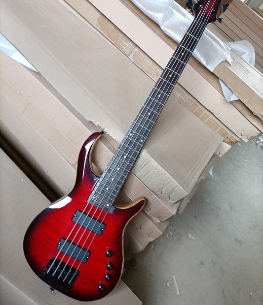 5 strings red neck-thru-body electric bass guitar with active pickups rosewood fretboard
5 strings red neck-thru-body electric bass guitar with active pickups rosewood fretboard