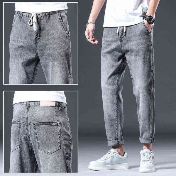 version korean 2022 spring and summer light gray youth micro ha jeans men's elastic slim fit small foot straight pants casual, Blue
version korean 2022 spring and summer light gray youth micro ha jeans men's elastic slim fit small foot straight pants casual, Blue