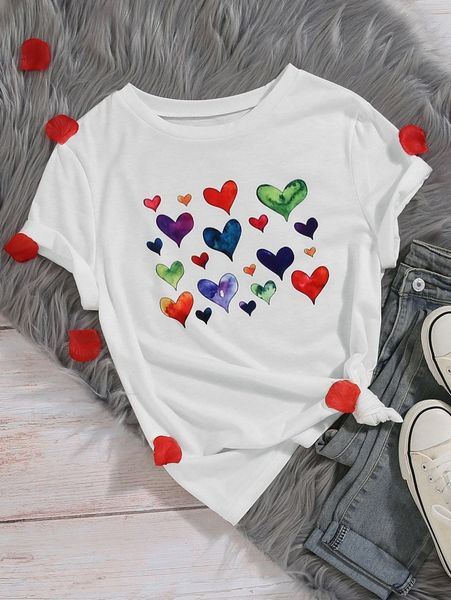 plus heart print tee v1hm#, Black
plus heart print tee v1hm#, Black