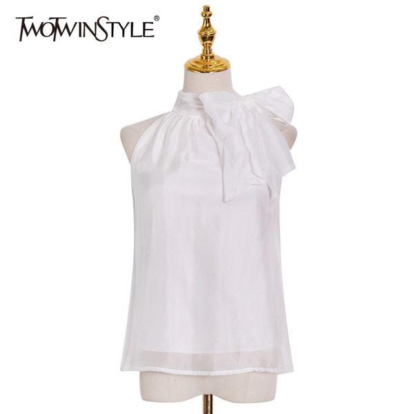 white patchwork bowknot shirt for women stand collar sleeveless elegant blouse female fashion clothing spring 210423
white patchwork bowknot shirt for women stand collar sleeveless elegant blouse female fashion clothing spring 210423