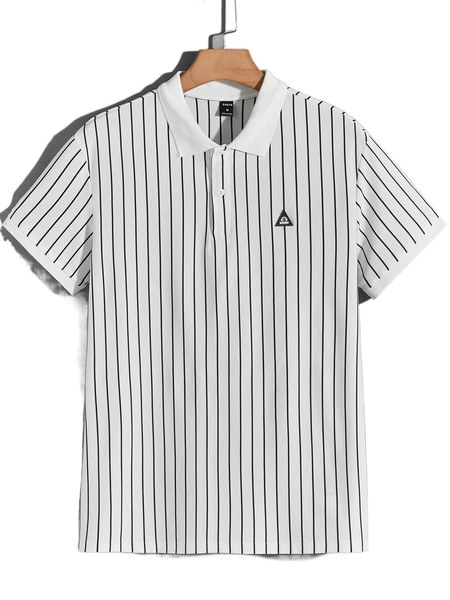 men letter patched striped polo shirt h1mn#, White;black
men letter patched striped polo shirt h1mn#, White;black