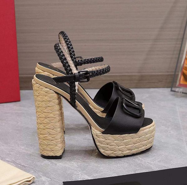 622s621s sandals platform sandals calfskin thick heel sandal metal buckle decorative ankle straps lafite grass chunky heels h, Black
622s621s sandals platform sandals calfskin thick heel sandal metal buckle decorative ankle straps lafite grass chunky heels h, Black