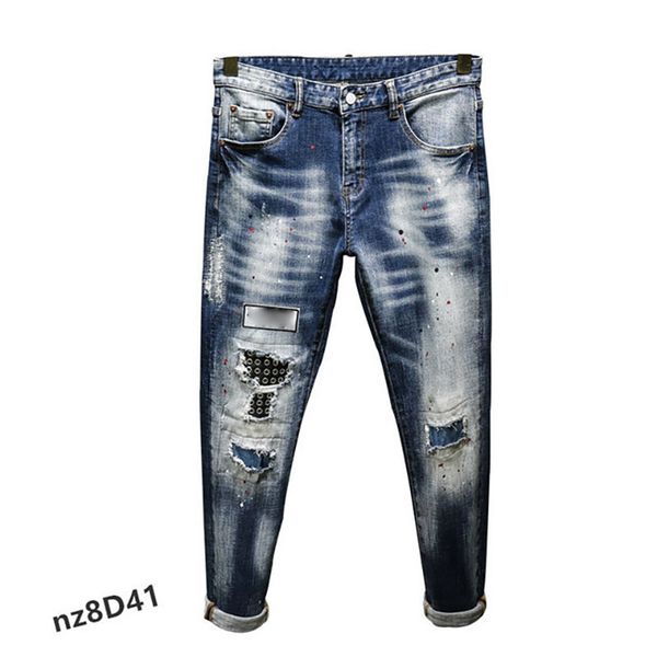 2022 the new men jeans spring/summer long slim pants fashion shorts motorcycle ripped jeans 96, Blue
2022 the new men jeans spring/summer long slim pants fashion shorts motorcycle ripped jeans 96, Blue